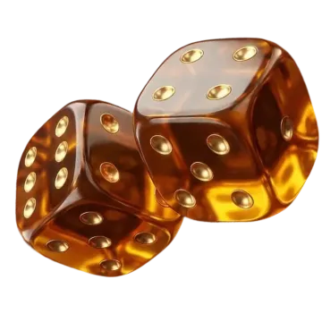 Two amber dice representing casino Wanted Win