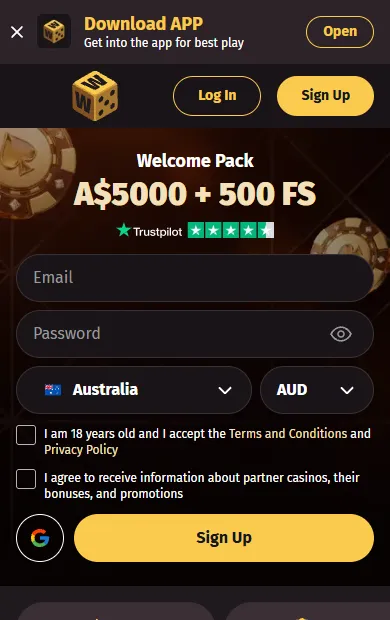 Wanted Win casino login Australia on a phone Wanted Win casino login Australia screen on a phone with the AUD welcome pack